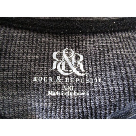 Rock Republic XXL Henley Charcoal Heather Metal Button Long Sleeve Thermal EUC - Picture 3 of 16
